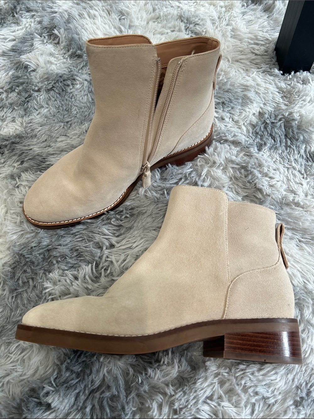 🆕 Cole Haan Cream Suede Ankle Boots - Zipper Side